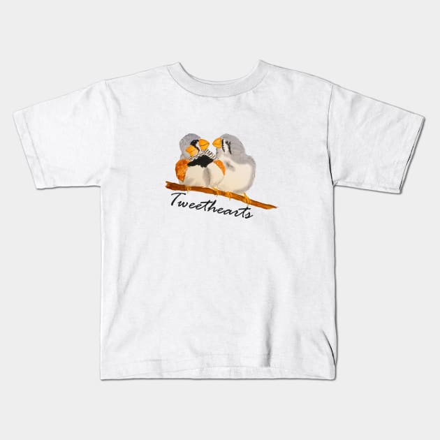 Tweethearts Zebra Finch Kids T-Shirt by Mikestrauser